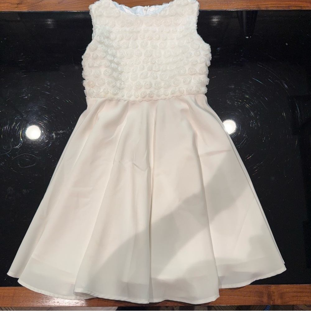 Girls’ Helena Cream Floral Appliqué Fit and Flare Dress
